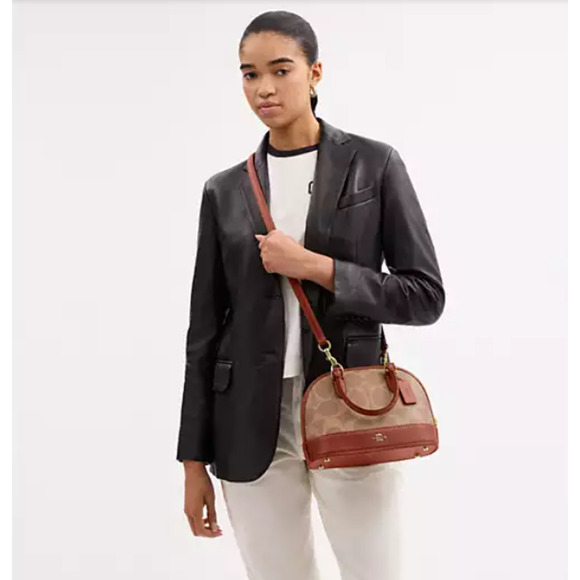 COACH Sabrina Top Handle Satchel Bag Signature Canvas Crossbody CAS19 NWT - Picture 6 of 11